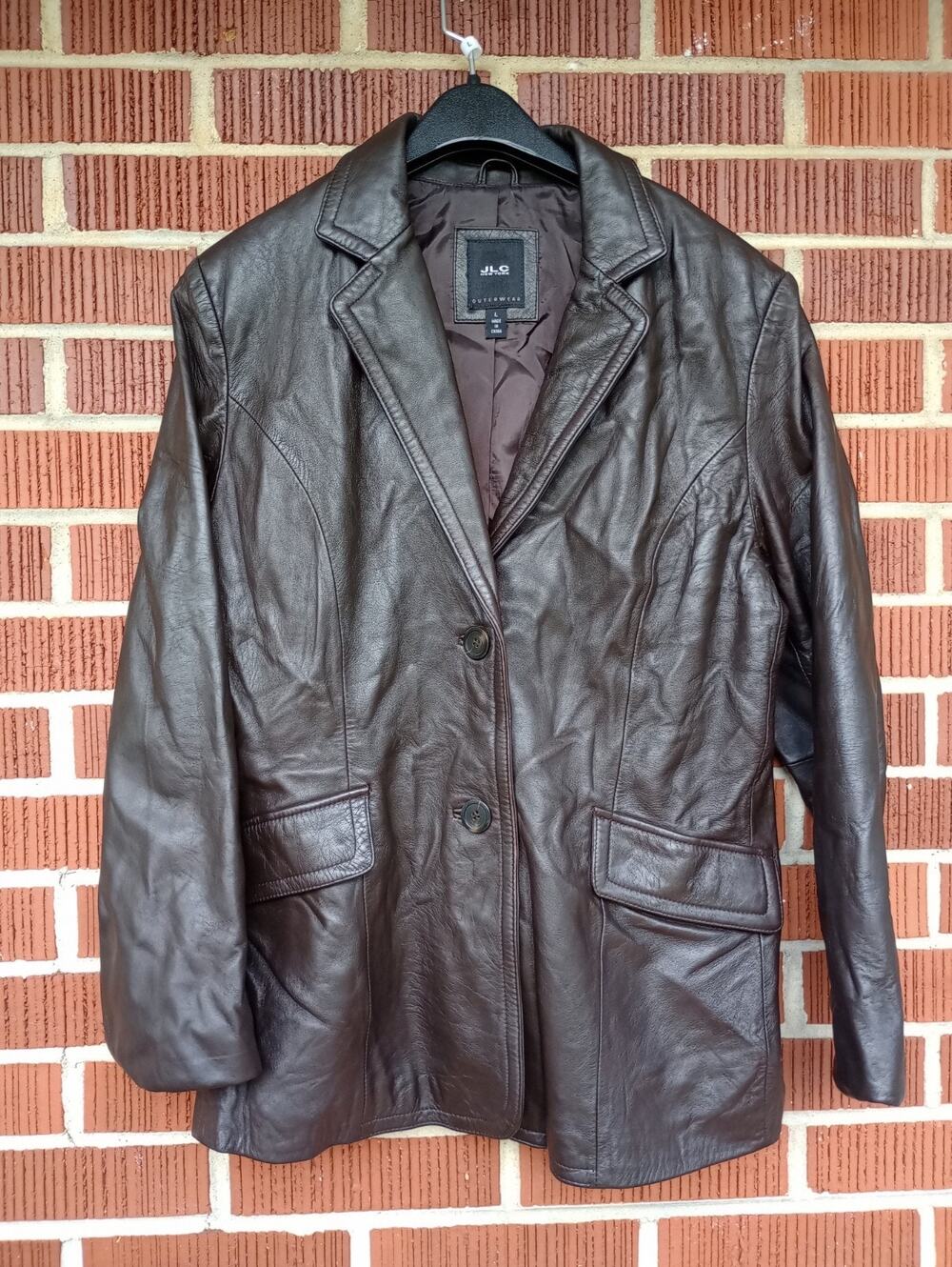 JLC Outerwear Leather Blazer Jacket Size L Black